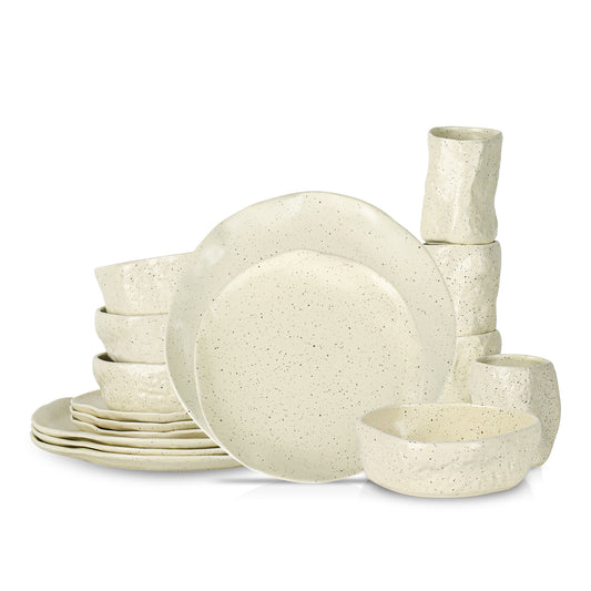 Stone + Lain Hekonda Stoneware White Speckled Dinnerware Set