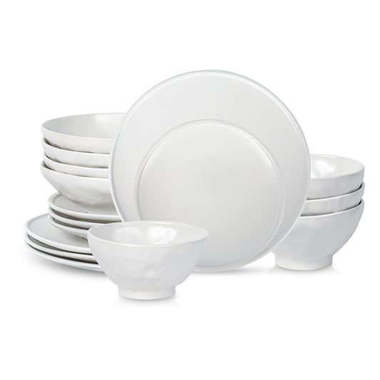 Stone + Lain Hekonda Stoneware White Speckled Dinnerware Set