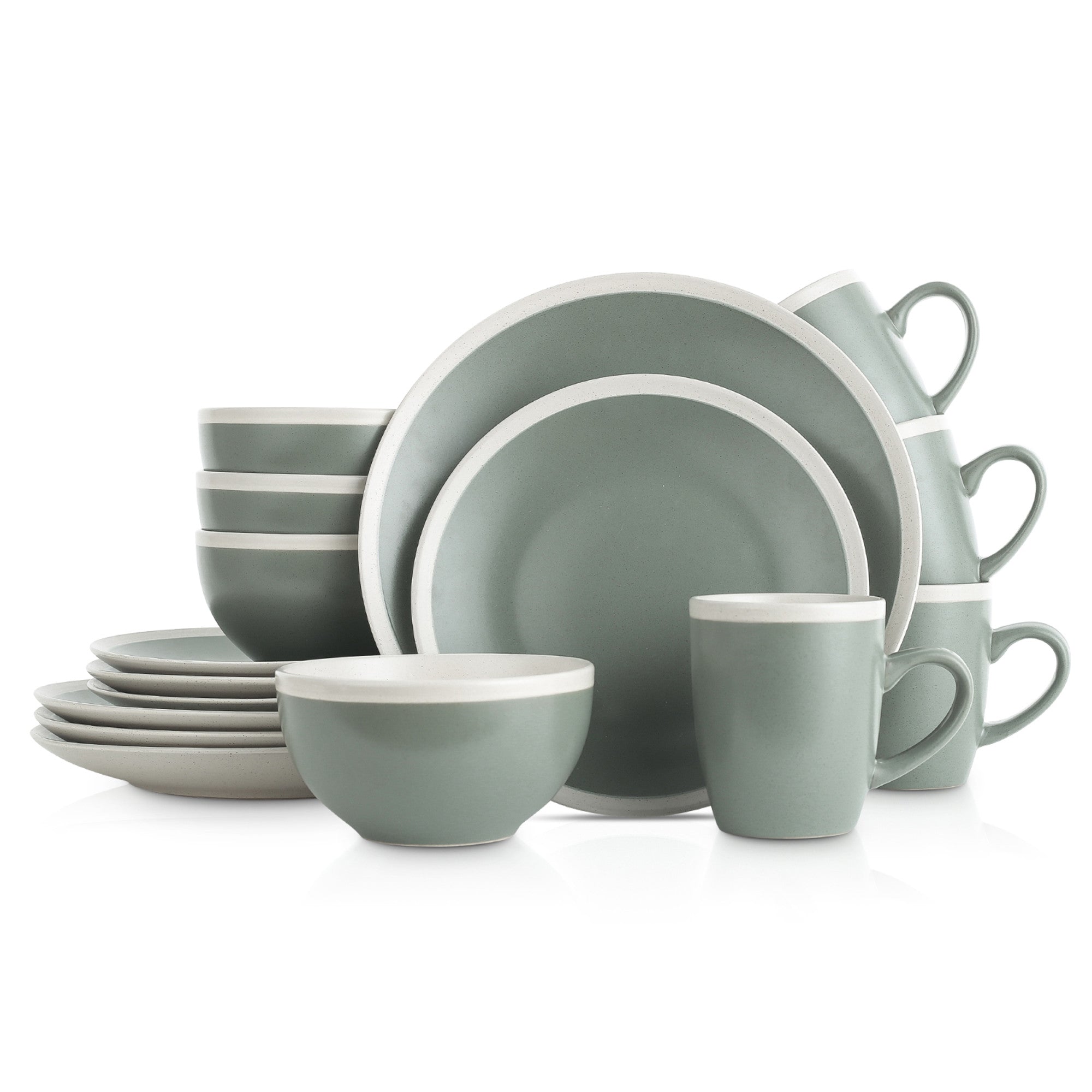 Stone + Lain Celina Stoneware Black Matte Dinnerware Set | 16