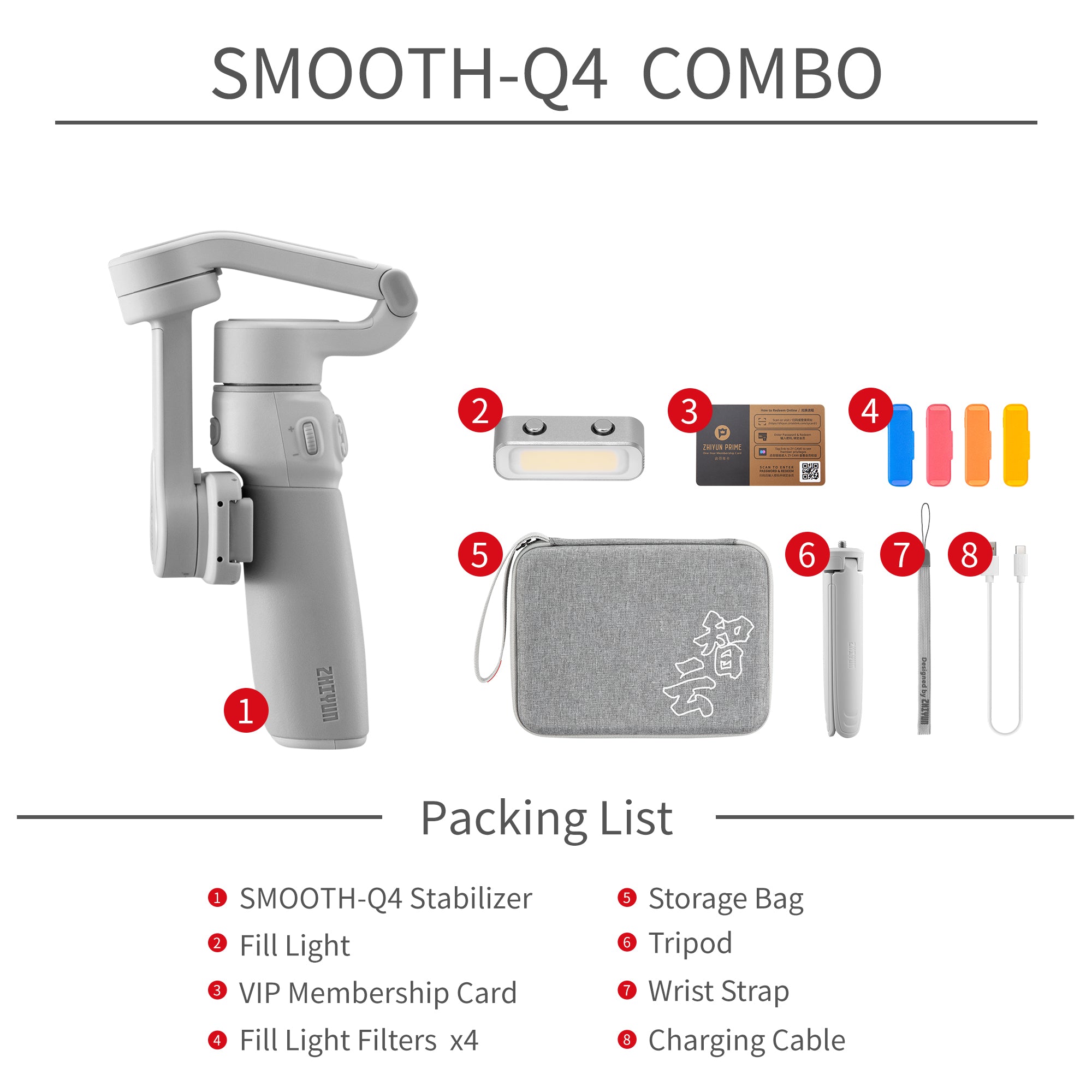 ZHIYUN Smooth Q4 Combo Kit Package List