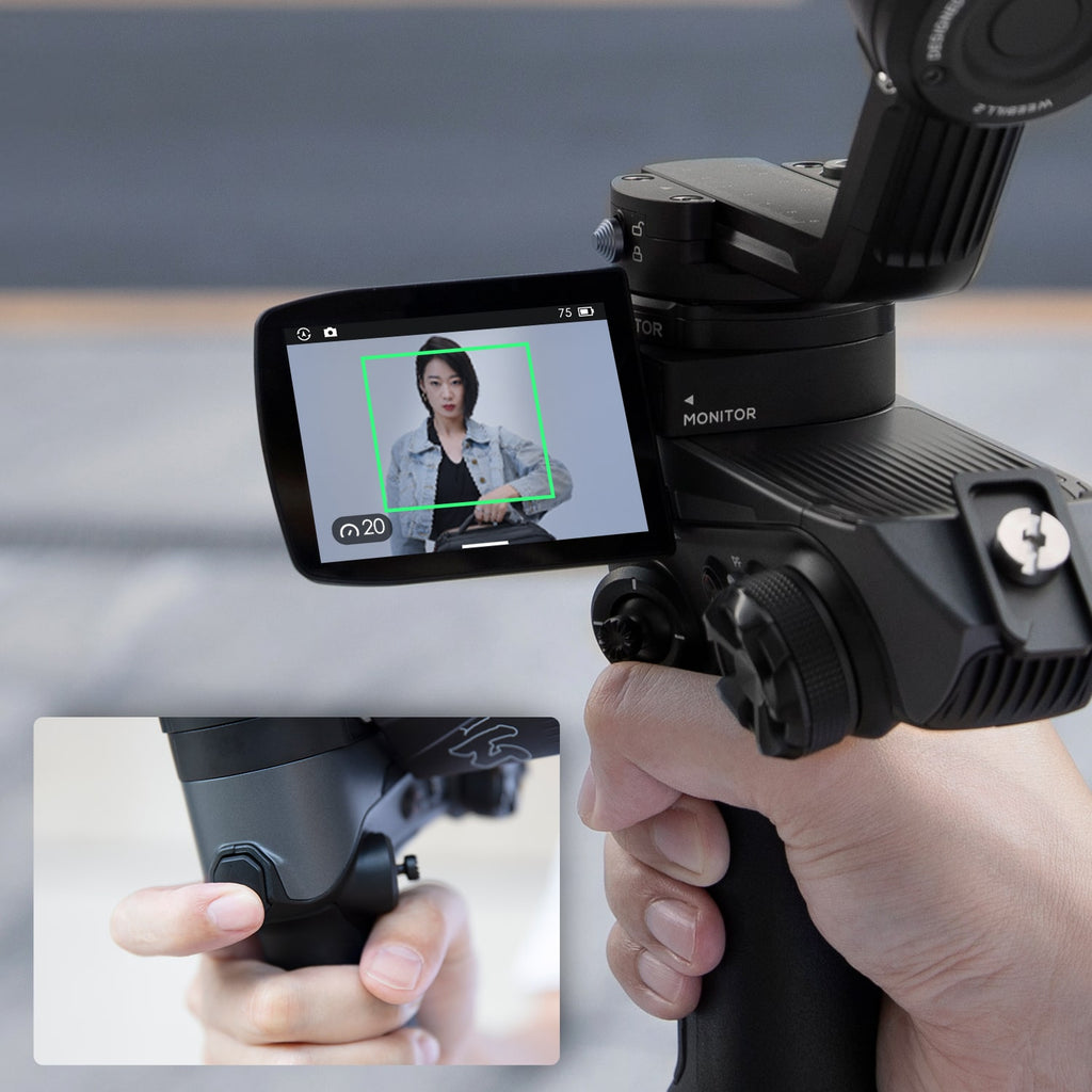 Weebill 2 has a bigger screen compared to older models. Press the button on the gimbal to activate "SmartFollow"