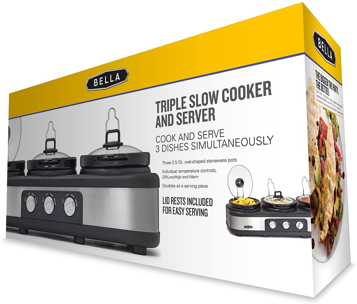 BELLA Triple Slow Cooker and Buffet Server, 3  QT Manual Stainless –  STL PRO, Inc.