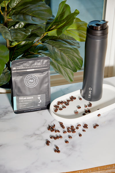 Portable French Press with Robust Coffee beans