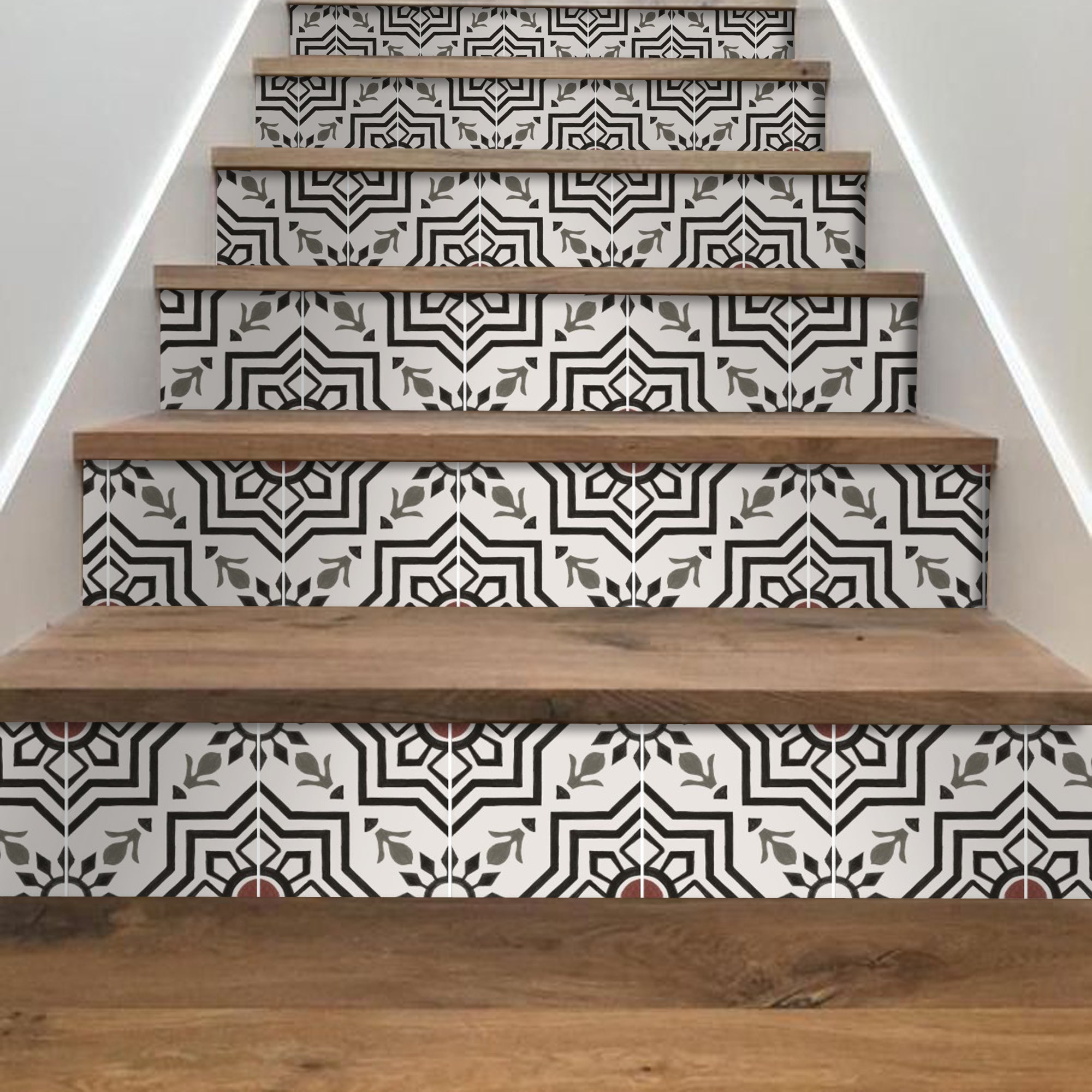 Marrakech Mix Stair Risers in Black and White
