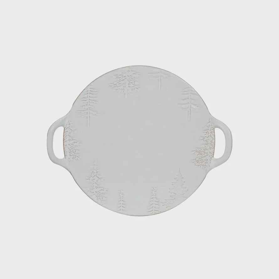 DEBOSSED STONEWARE PLATTER W/ TREES