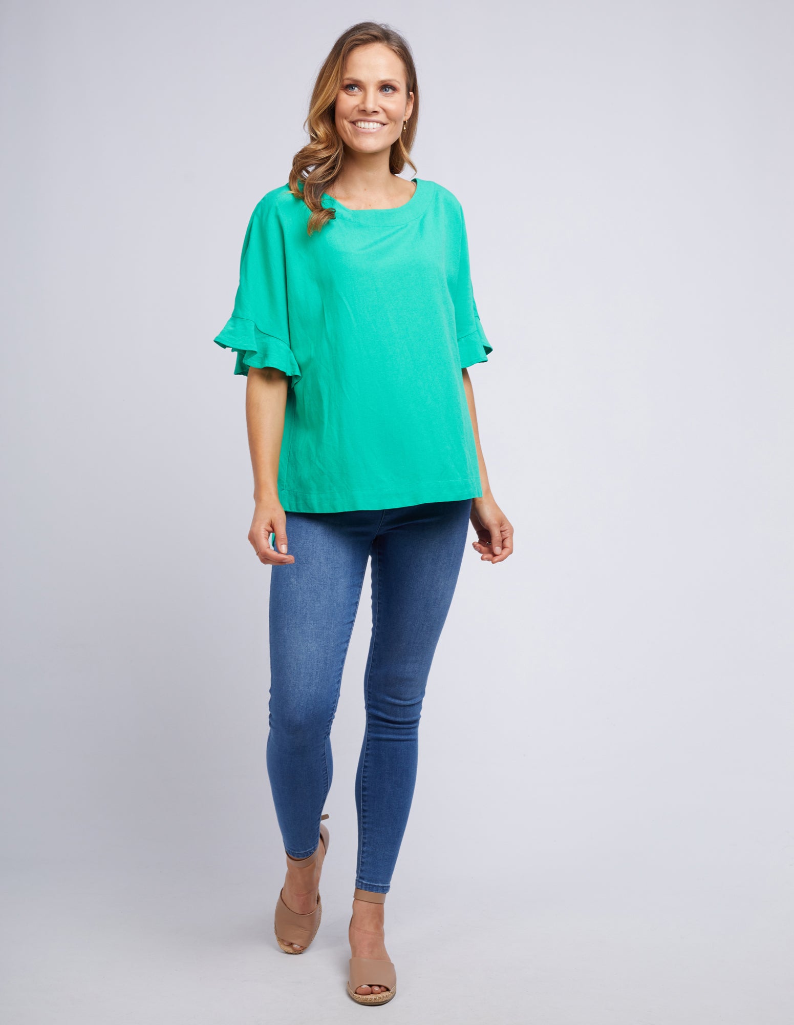 Plus Size Linen Miranda Top - Green