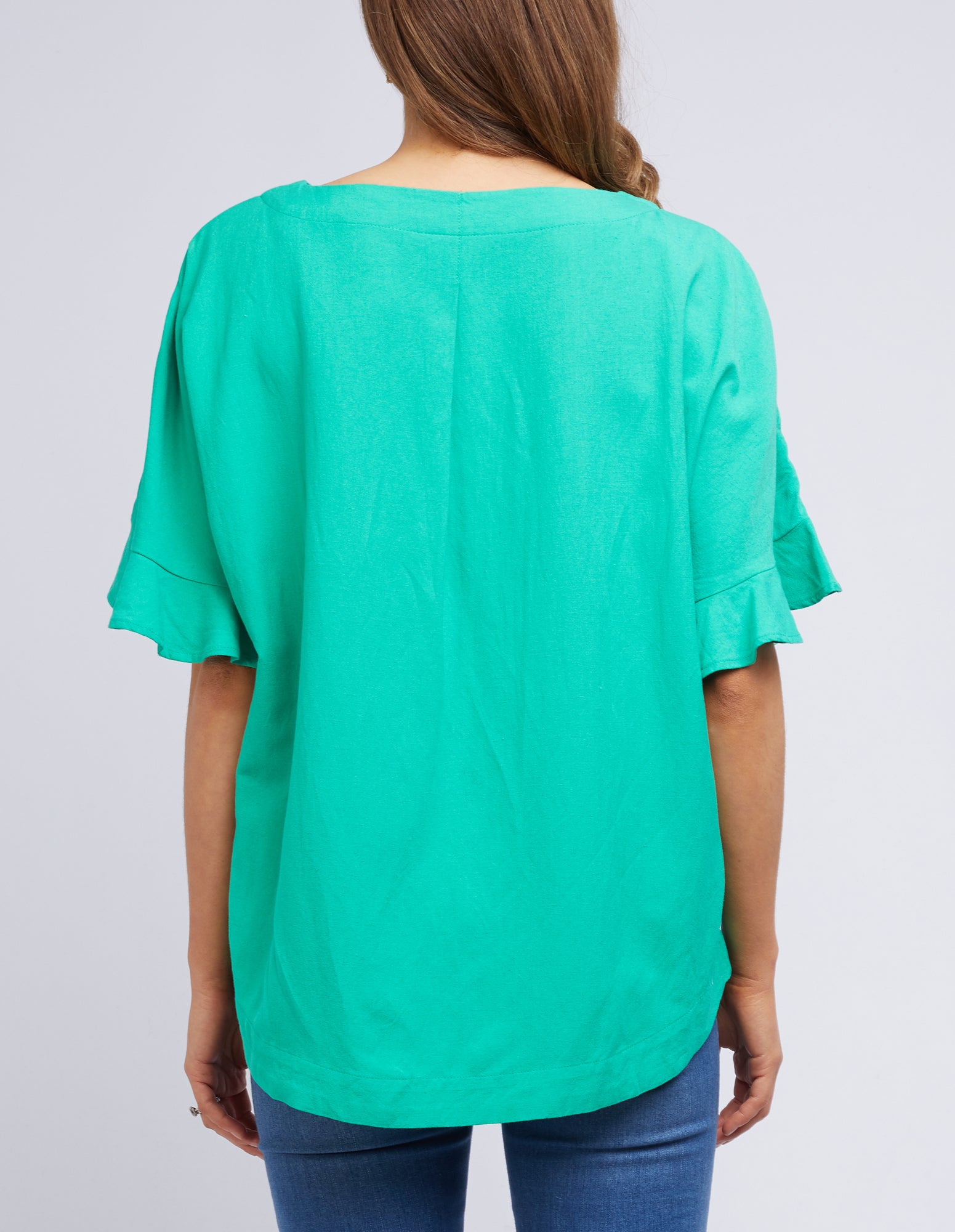 Plus Size Linen Miranda Top - Green