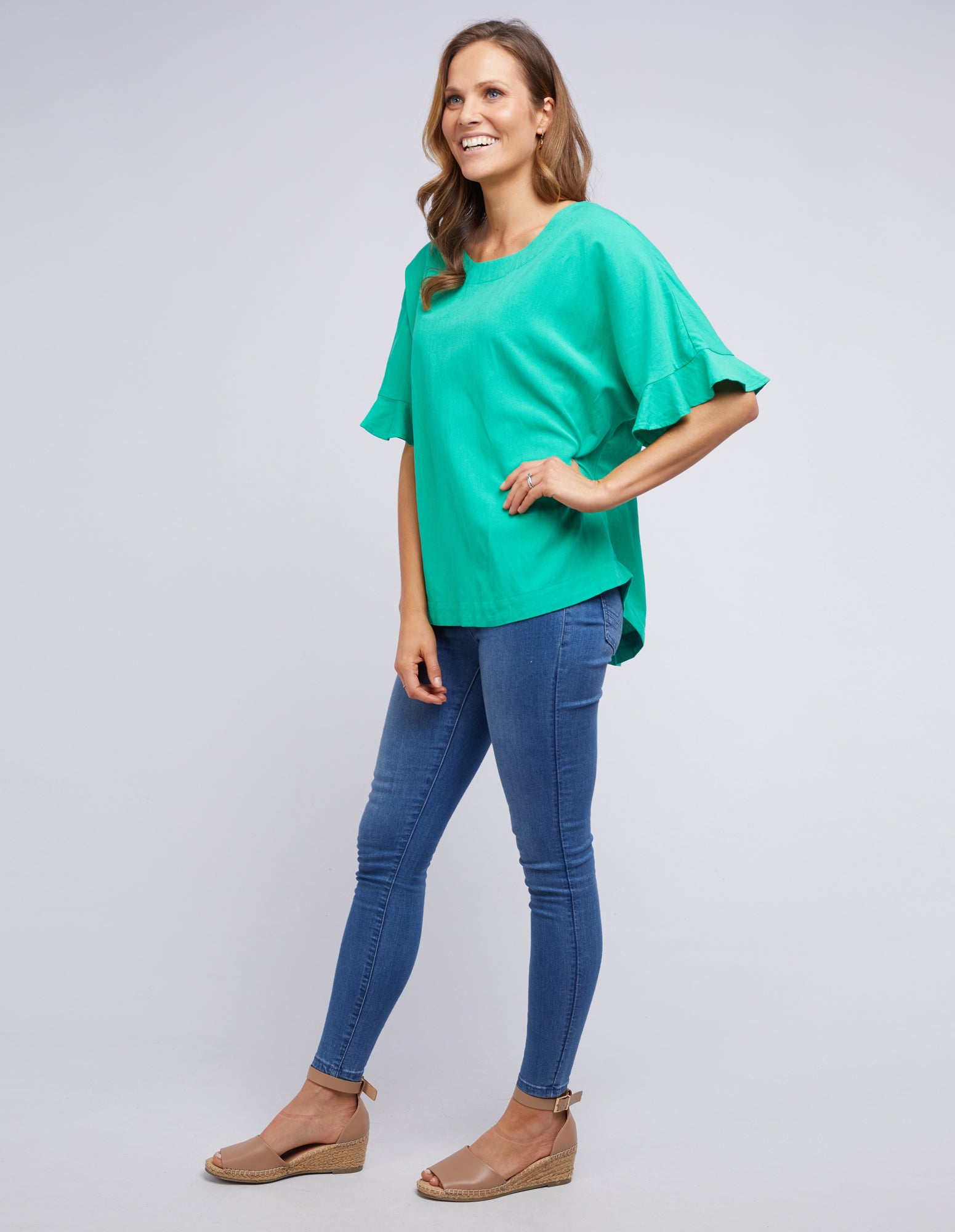 Plus Size Linen Miranda Top - Green