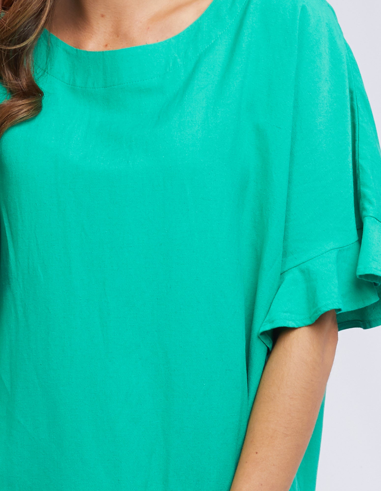 Plus Size Linen Miranda Top - Green