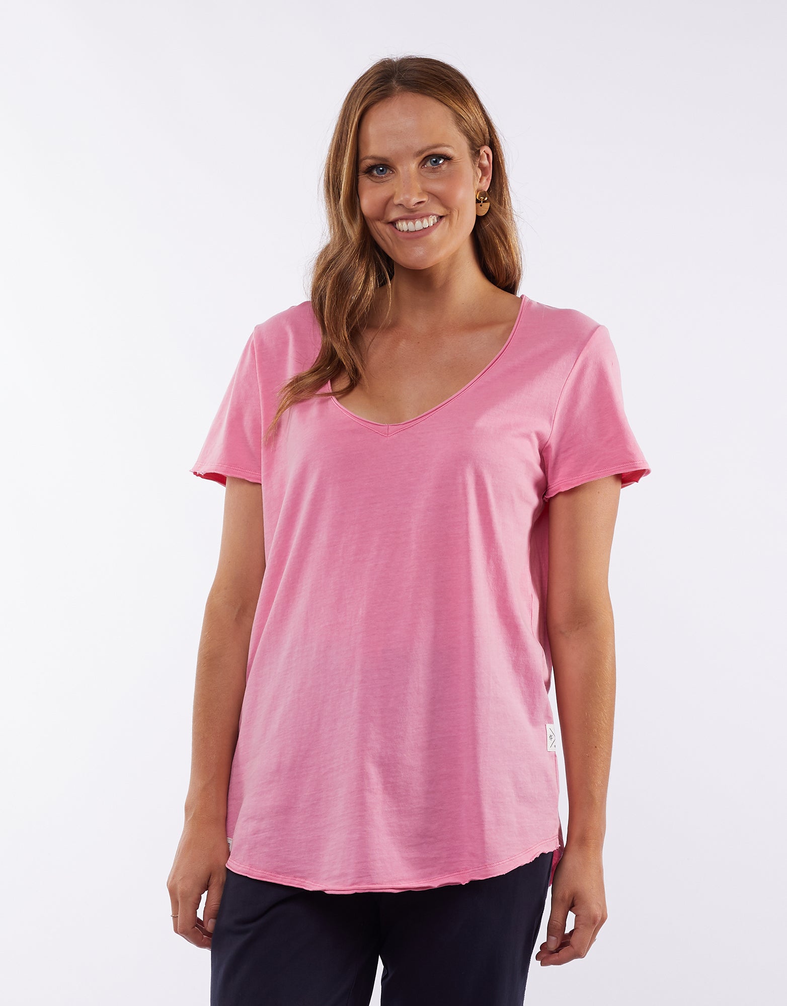 Plus Size V Neck Tee - Bubblegum Pink