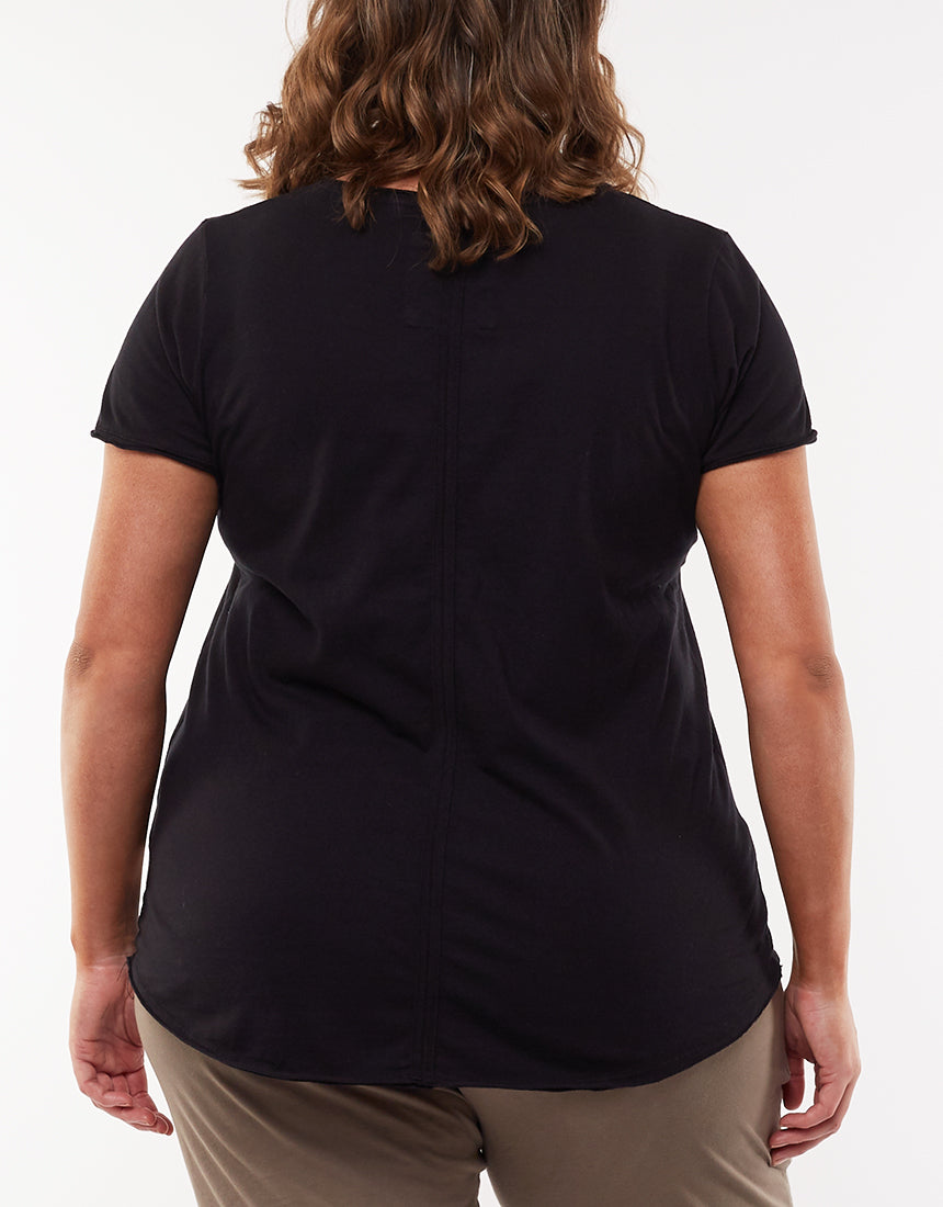 Plus Size V Neck Tee - Washed Black