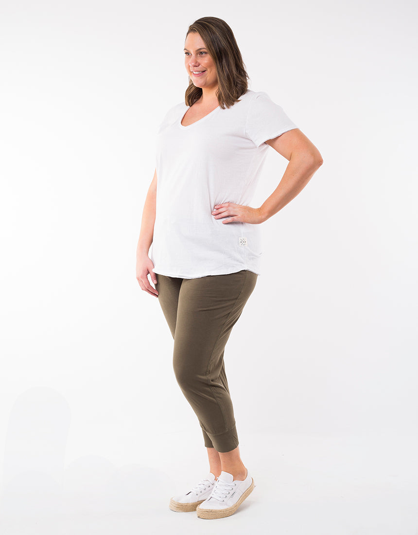 Plus Size V Neck Tee - White