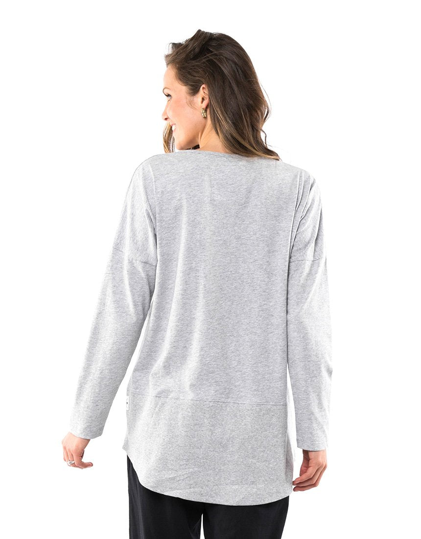 Plus Size Rib Long Sleeve Tee - Grey Marle