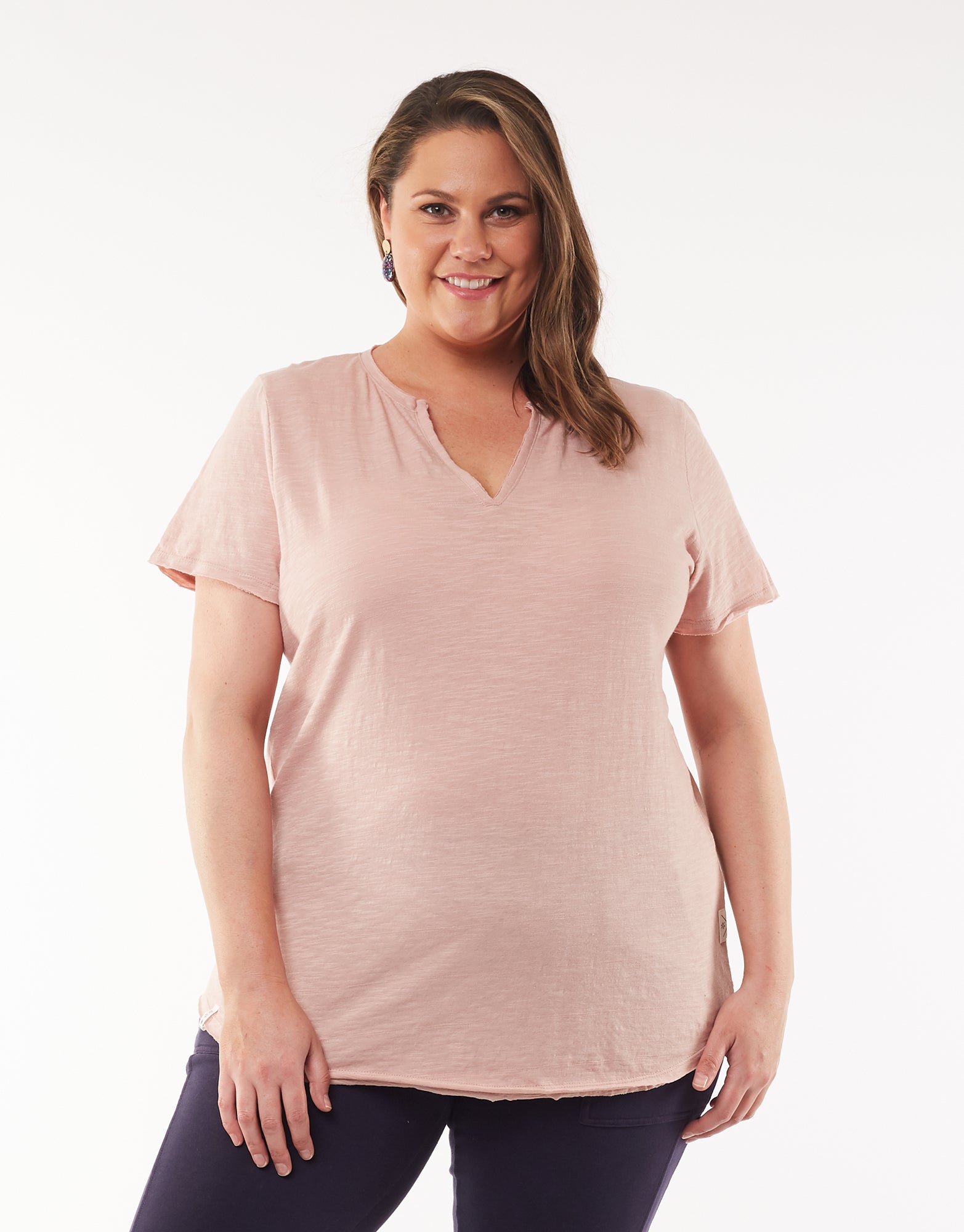 Plus Size St Helens Henley Tee - Pink