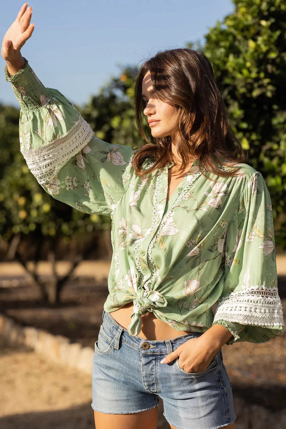 Tulla Shirt - Green Floral