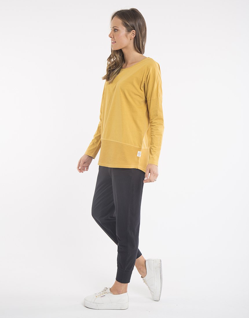 Fundamental Rib Long Sleeve Tee - Mustard