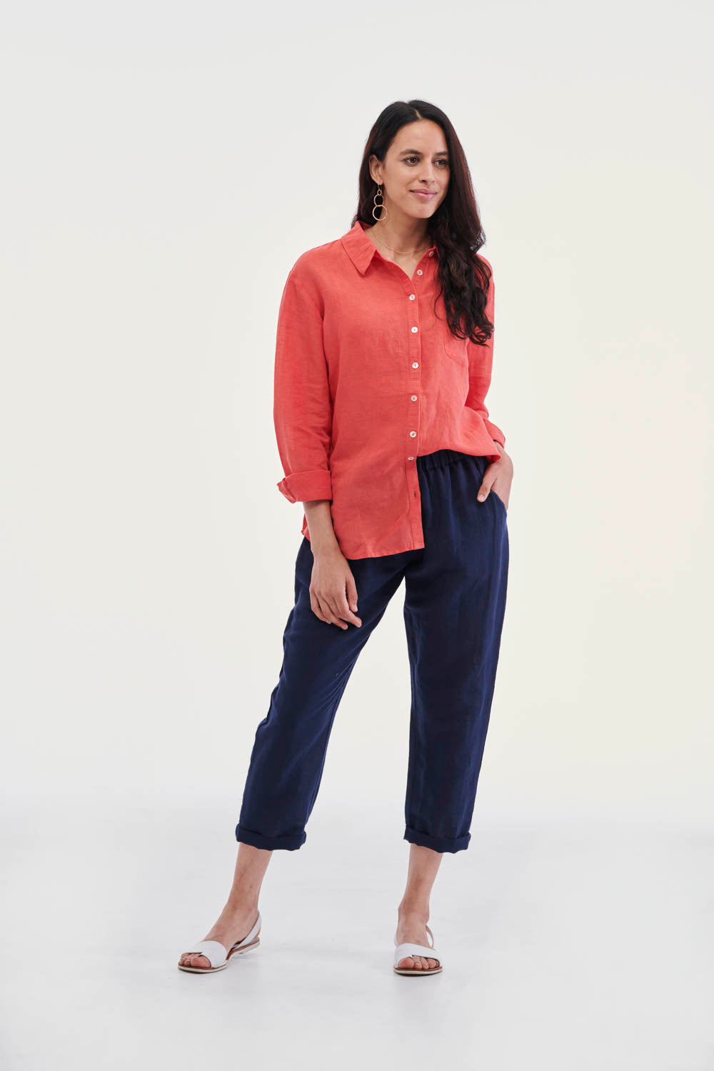 Cayman Linen Shirt - Sunset Scarlet