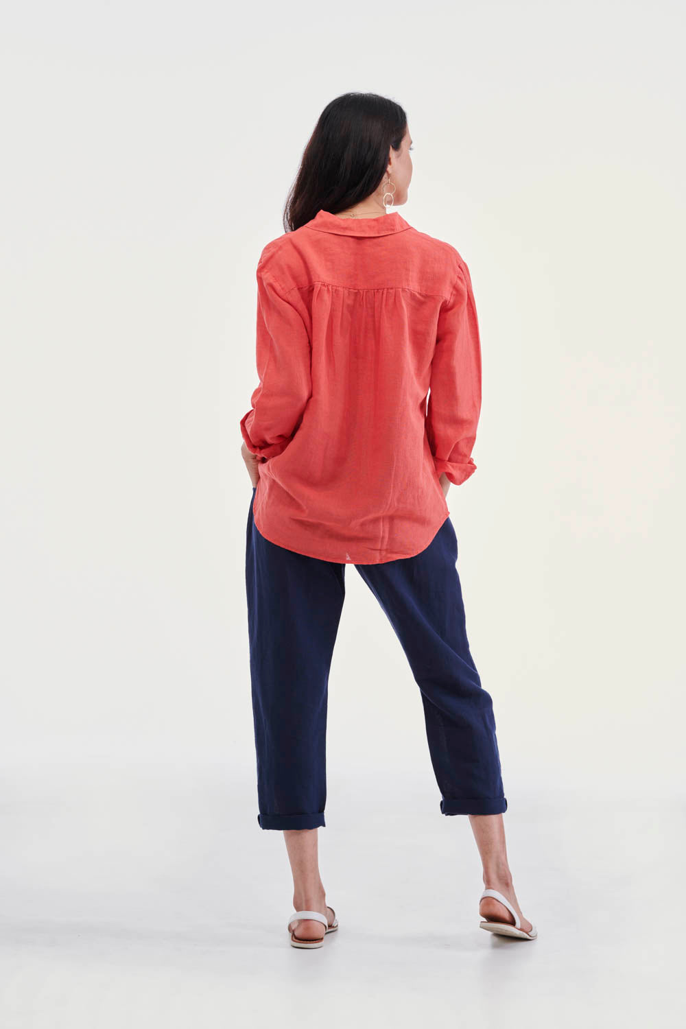 Cayman Linen Shirt - Sunset Scarlet