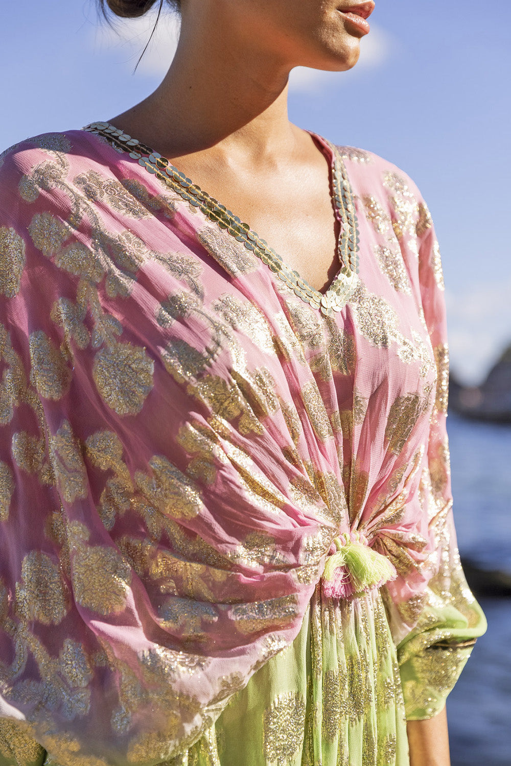 Pastel Kaftan - Pink & Green