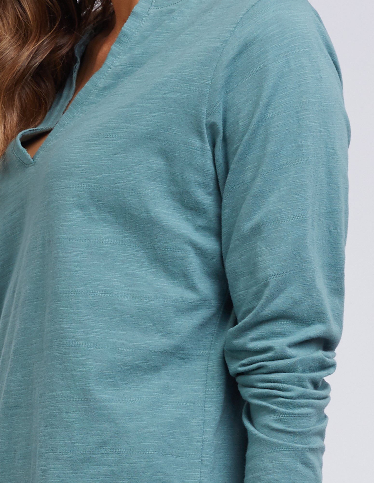 Coles Bay Henley Long Sleeve Tee - Pine Green