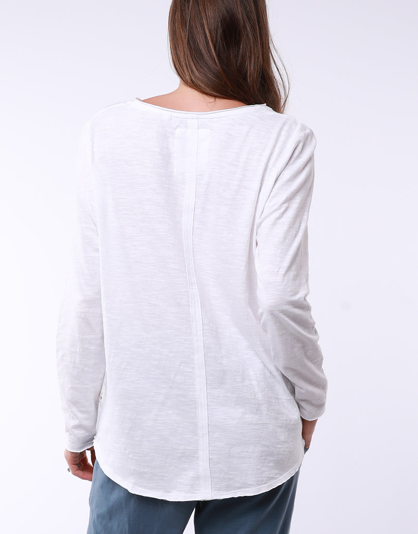 Coles Bay Henley Long Sleeve Tee - White