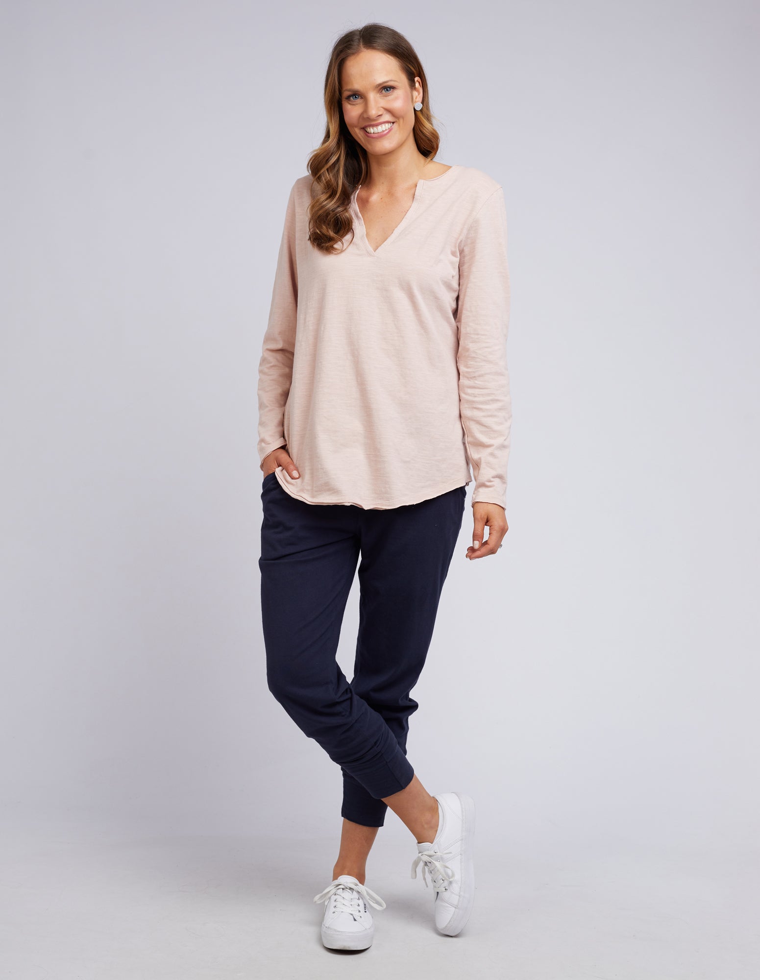 Coles Bay Henley Long Sleeve Tee - Pink