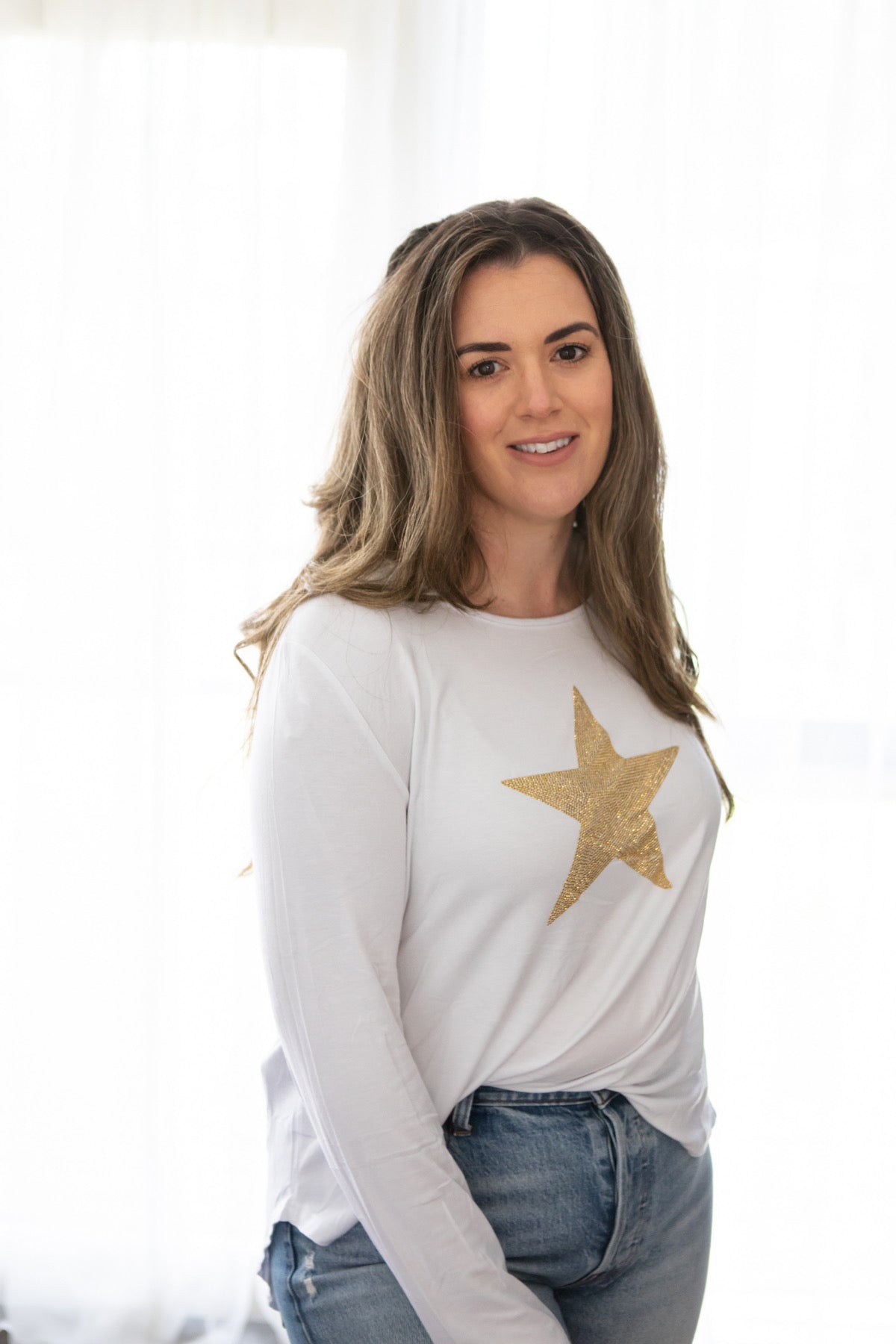 Plus Size || Shona Star Top - White