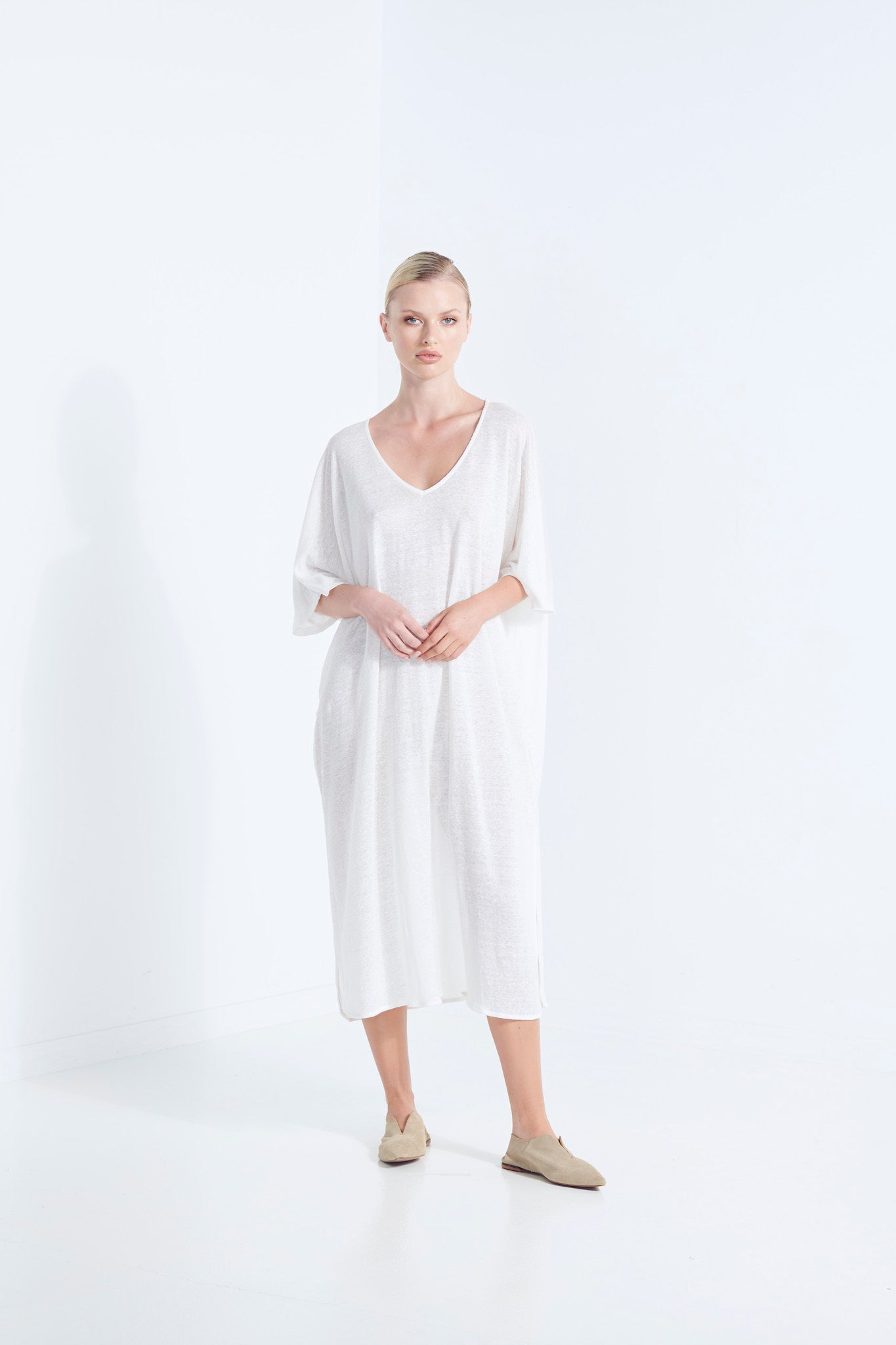 Zeus Dress - Ice White Linen