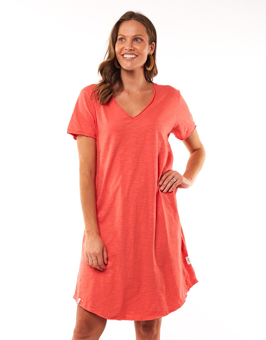 Plus Size Mary Textured Tee Dress - Melon