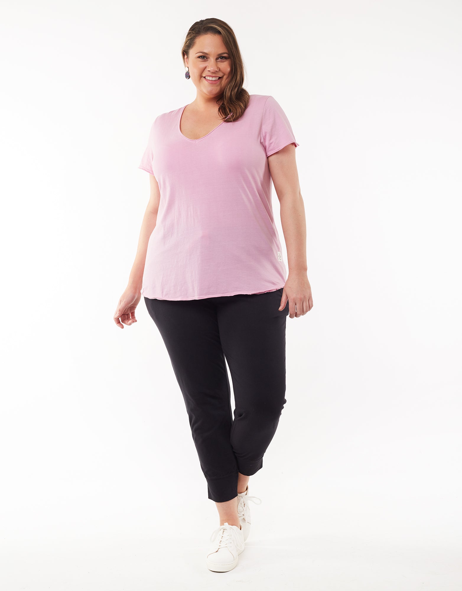 Plus Size V Neck Tee - Pink Lavender