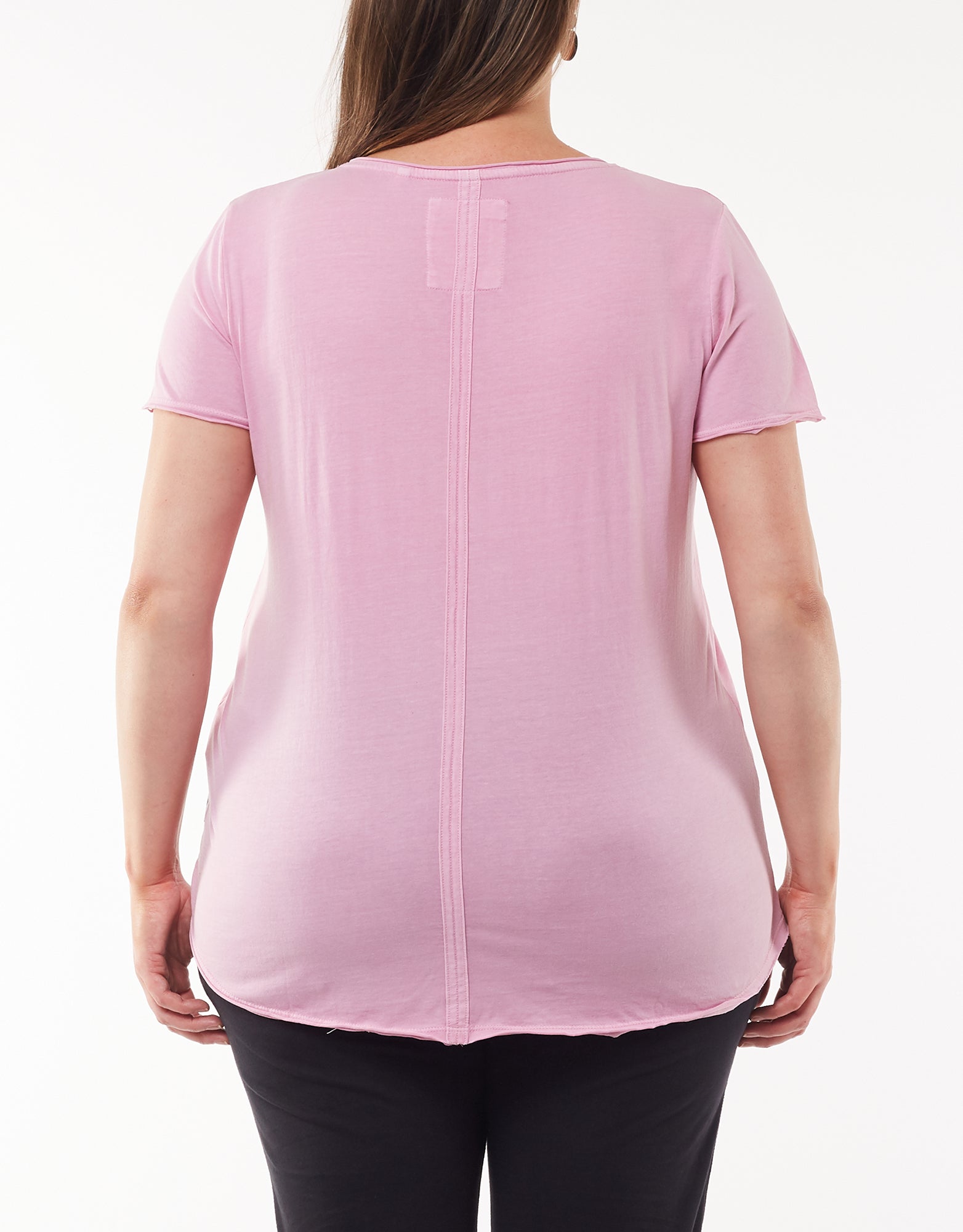 Plus Size V Neck Tee - Pink Lavender