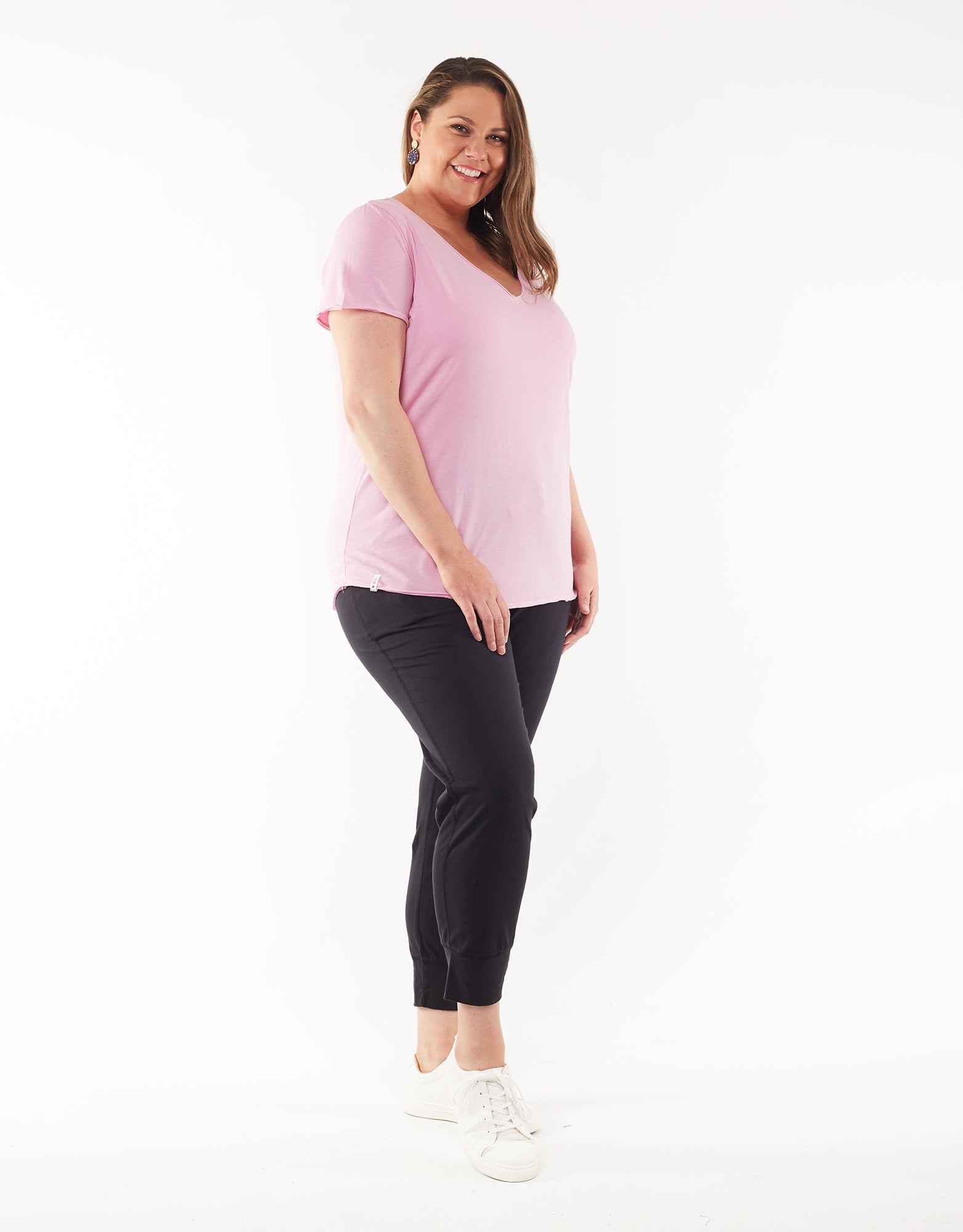 Plus Size V Neck Tee - Pink Lavender