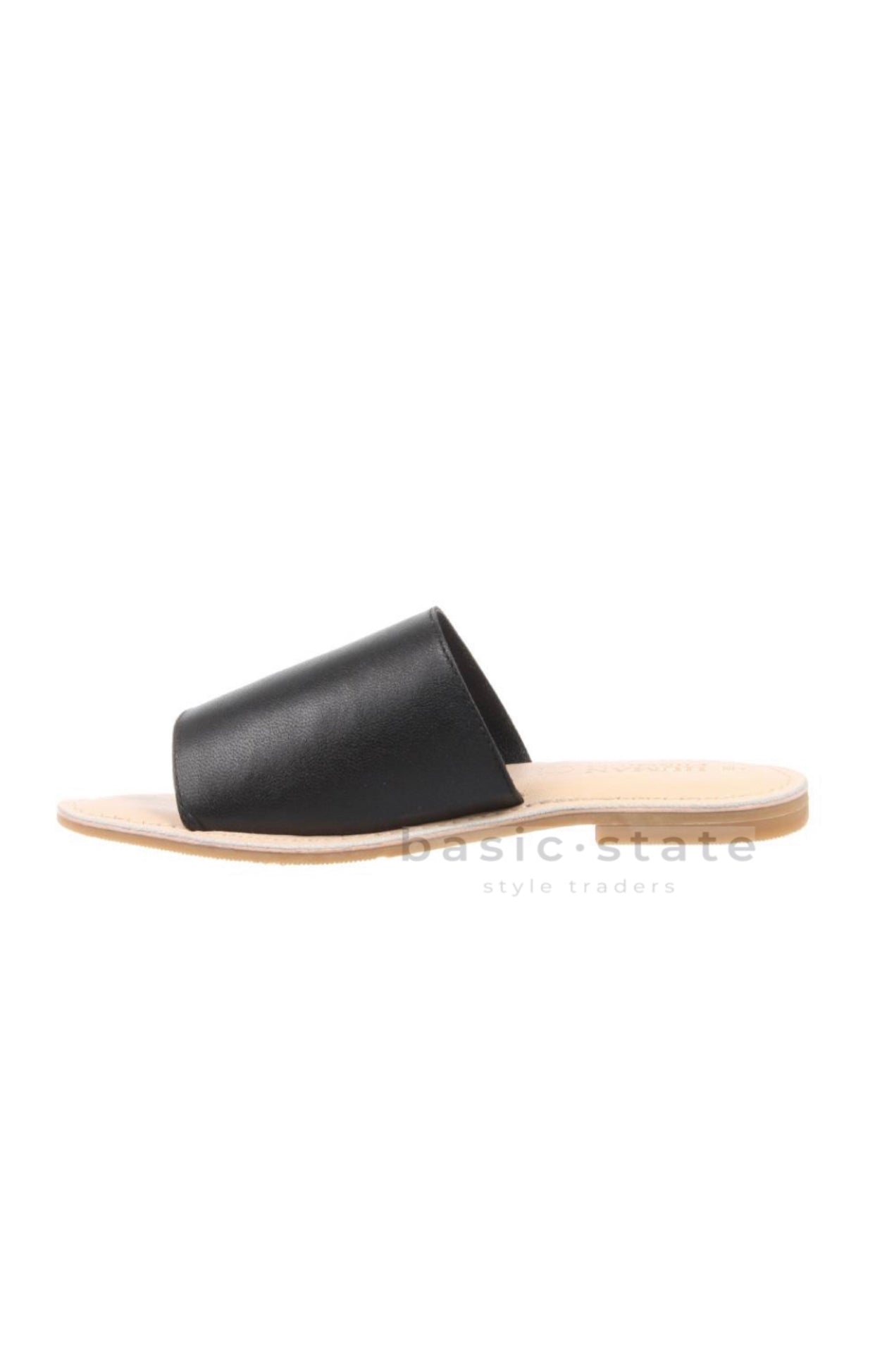 Trinity Leather Slides || Black