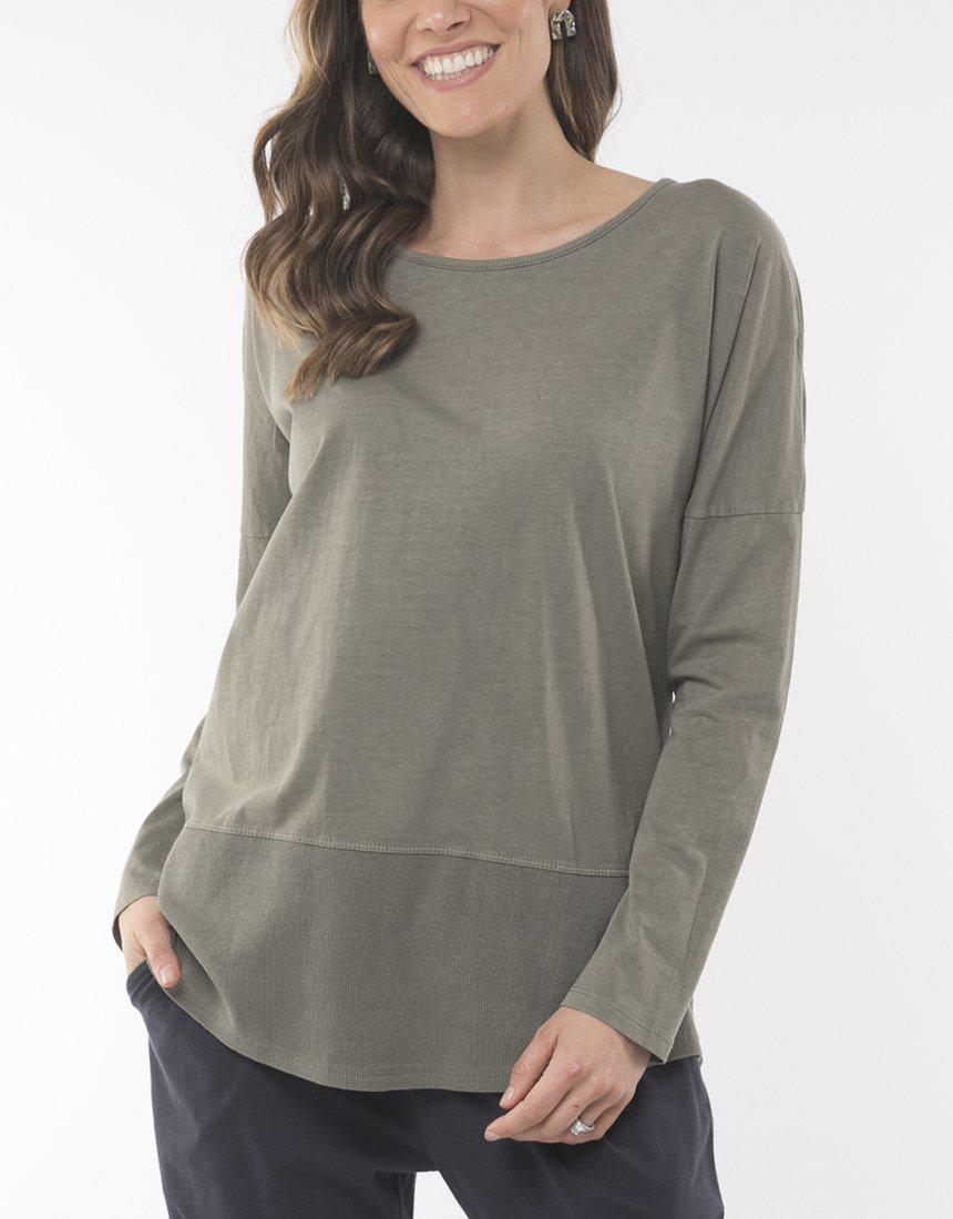 Fundamental Rib Long Sleeve Tee - Khaki