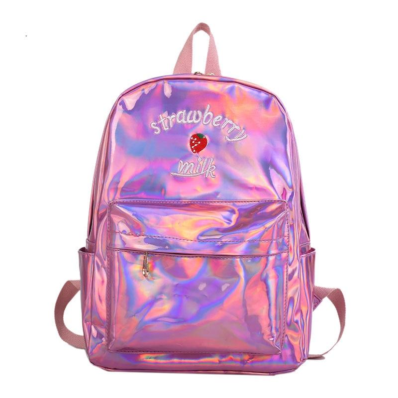 Reflective Strawberry Milk Backpack | Kawaii Vibe