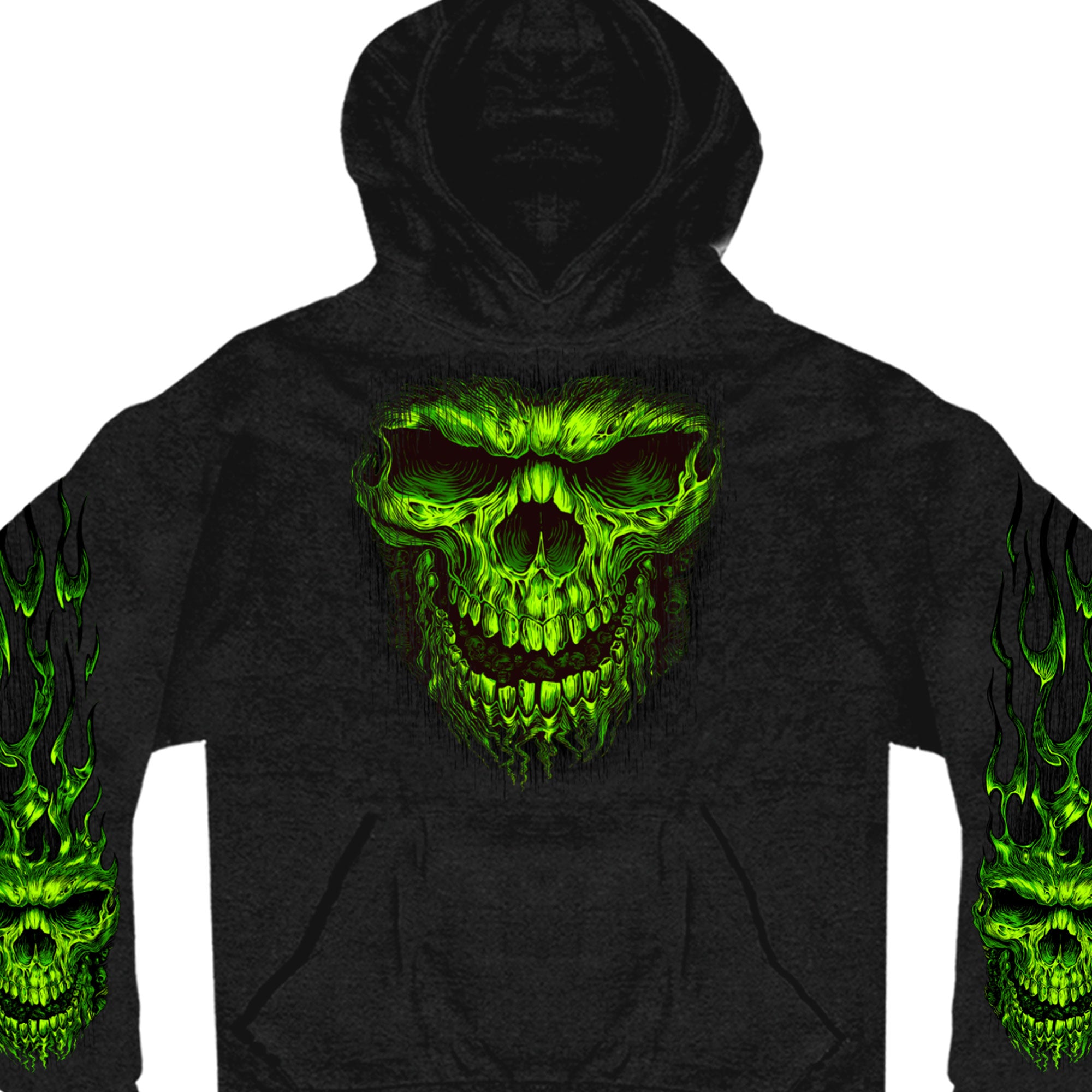 Image of Hot Leathers GMS4023 Mens Shredder Skull Black Hoodie Sweatshirt