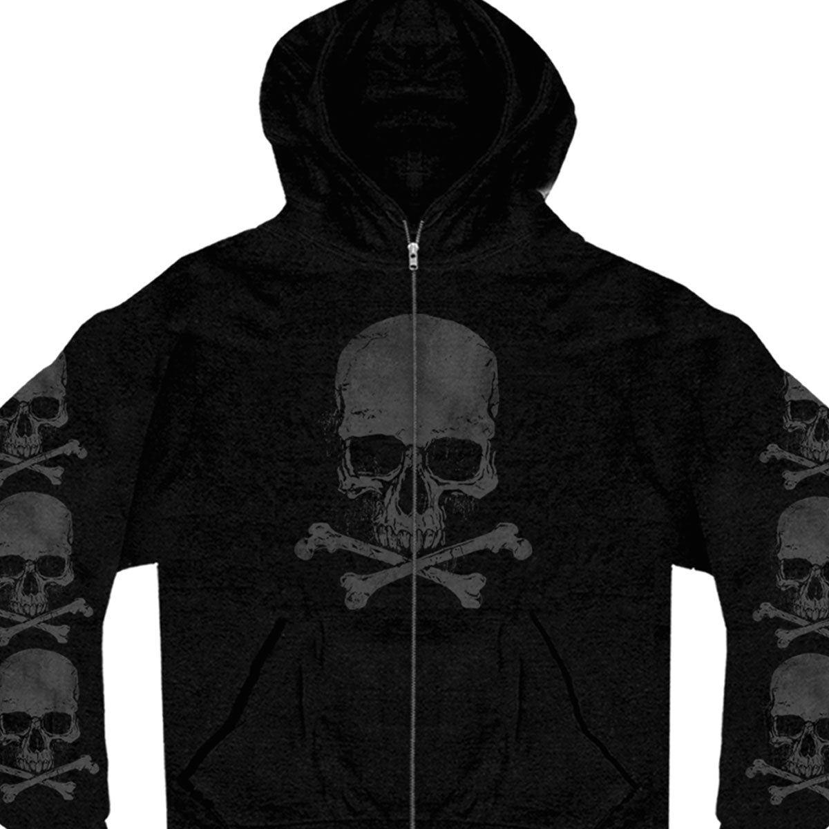 Image of Hot Leathers GMZ4305 Mens Skull and Crossbones Black Hoodie with Zipper Closure