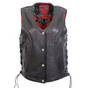 Hot Leathers Ladies' Red Rose Lined Vest With Concealed Carry Pockets