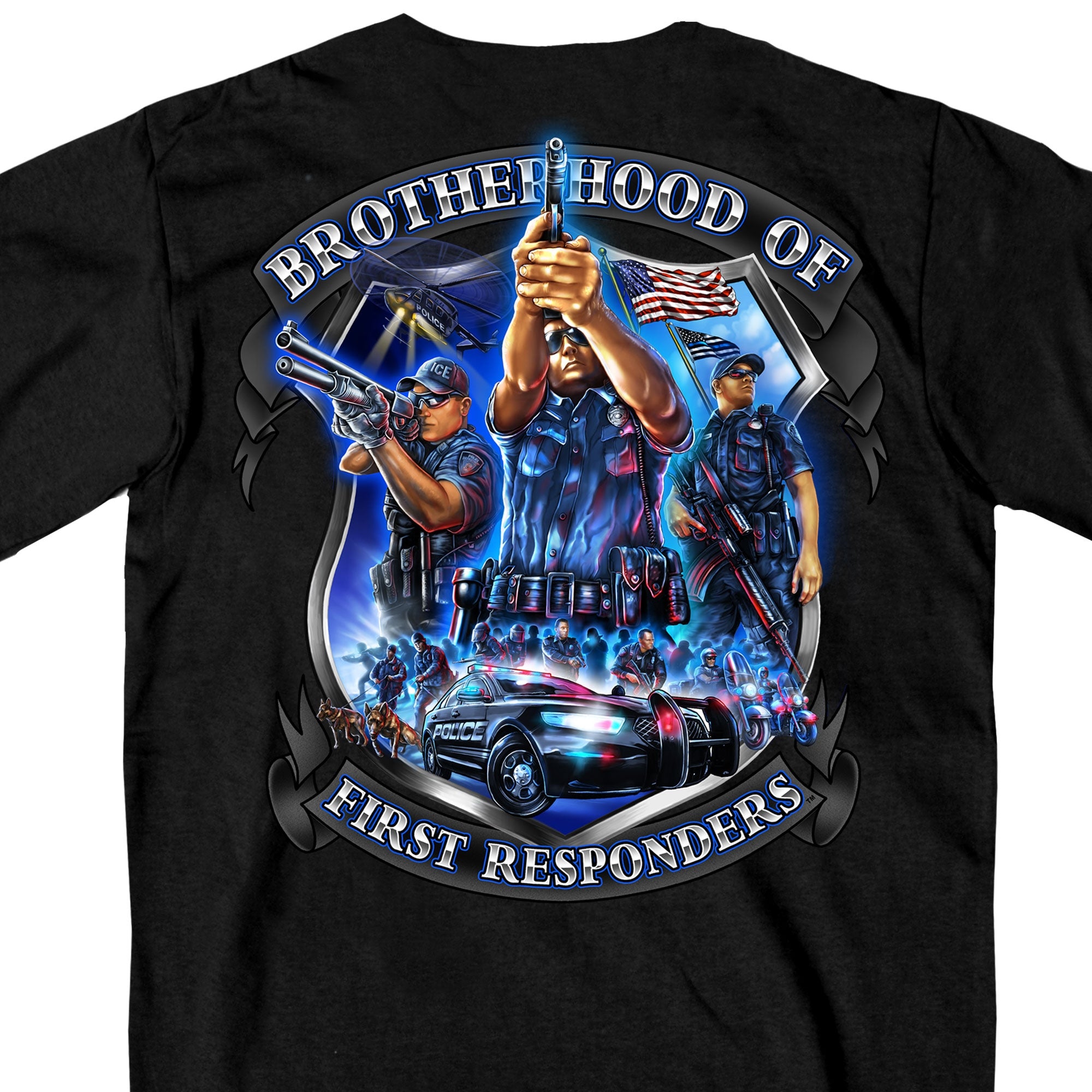 Image of Hot Leathers GMD1449 Men's Brotherhood of First Responders Police Black T-Shirt