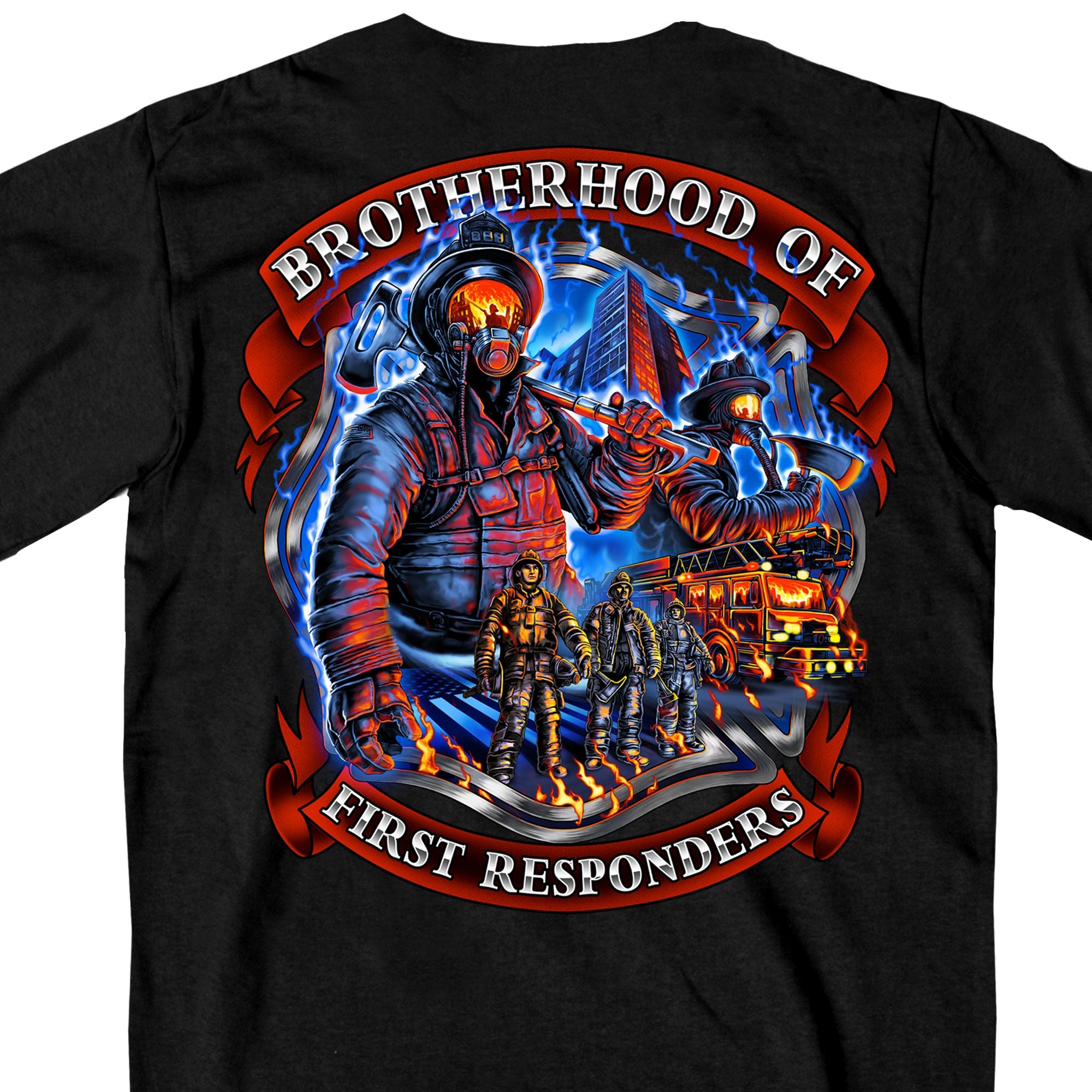 Image of Hot Leathers GMD1450 Men's Brotherhood of First Responders Fireman Black T-Shirt