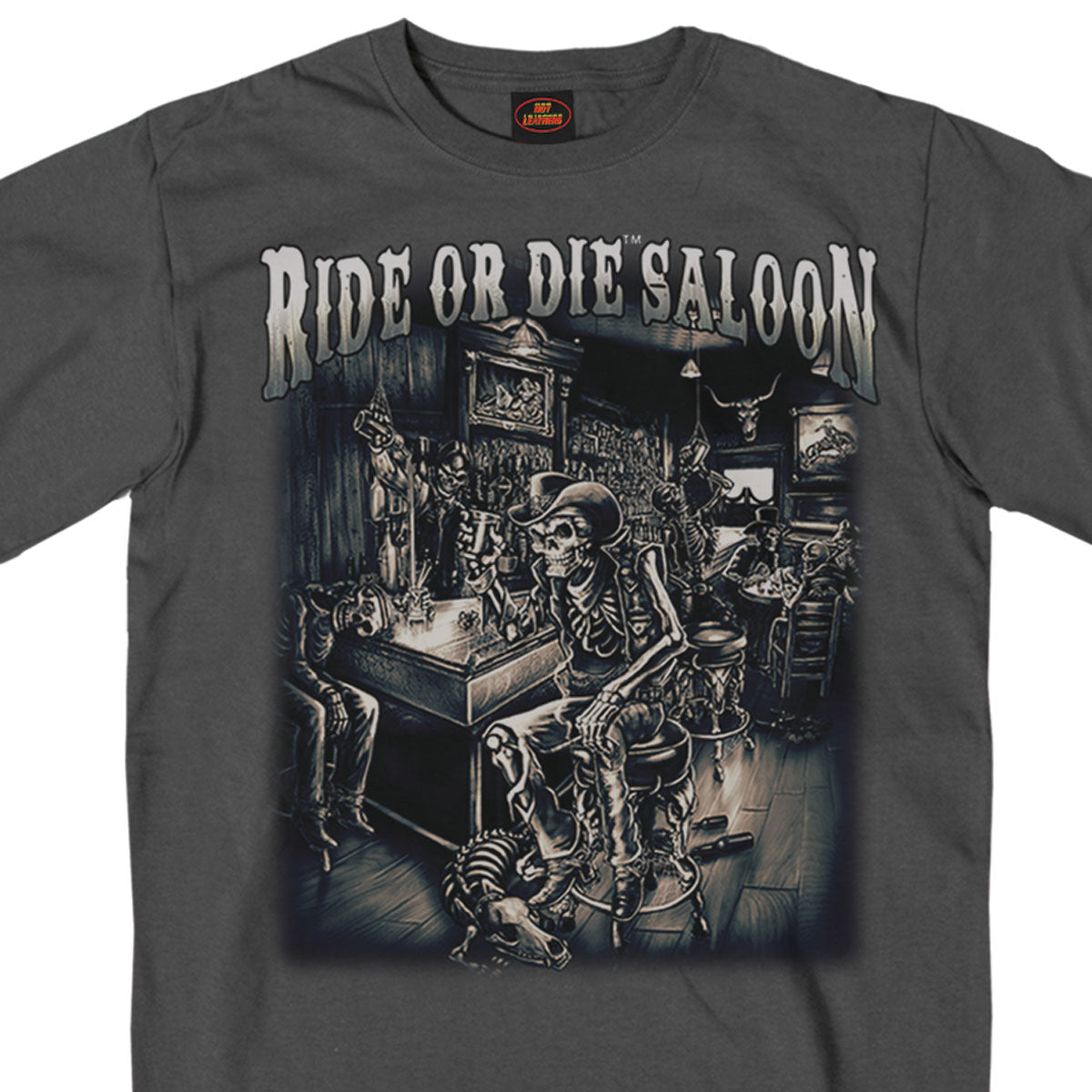 Image of Hot Leathers GMS1126 Mens Ride or Die Saloon Charcoal T-Shirt