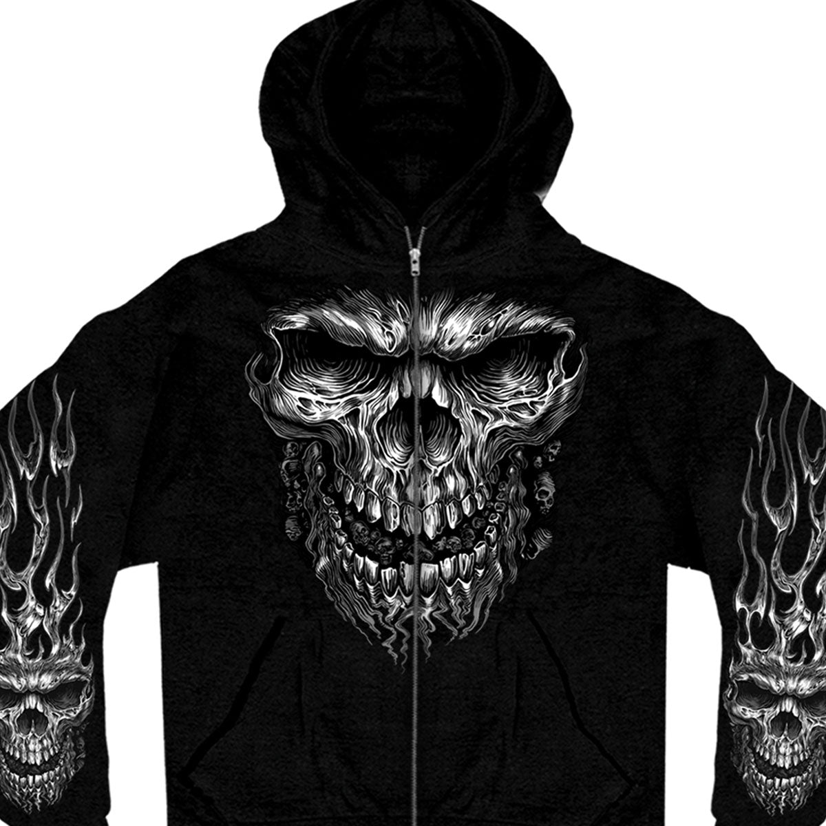 Image of Hot Leathers GMZ4237 Mens Shredder Skull Black Hoodie with Zipper Closure