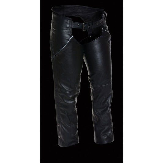 Milwaukee Leather Chaps for Women Black Premium Skin - Deep Hip Pocket