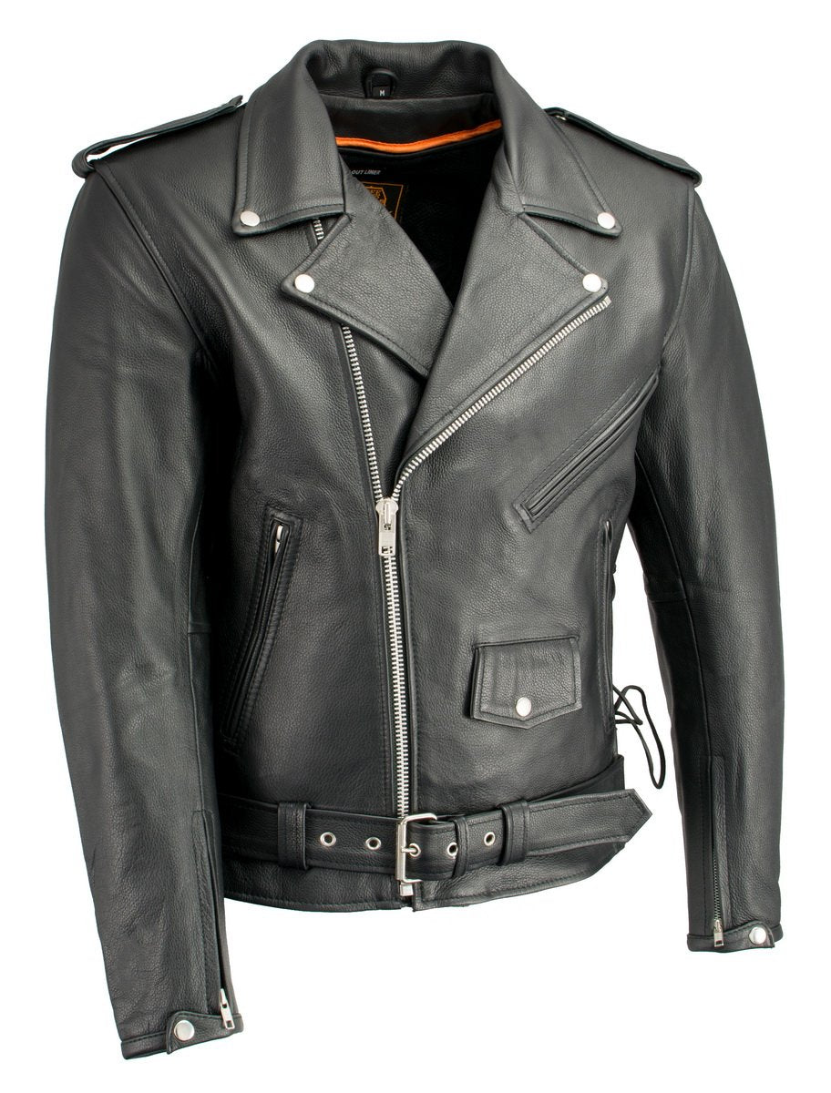 Milwaukee Leather LKM1711 Black Leather Motorcycle Jacket for Men ...