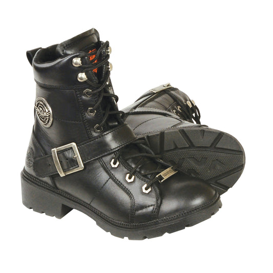 Milwaukee Leather MBL9308 Women's Dark Brown Leather Lace-Up Boots for