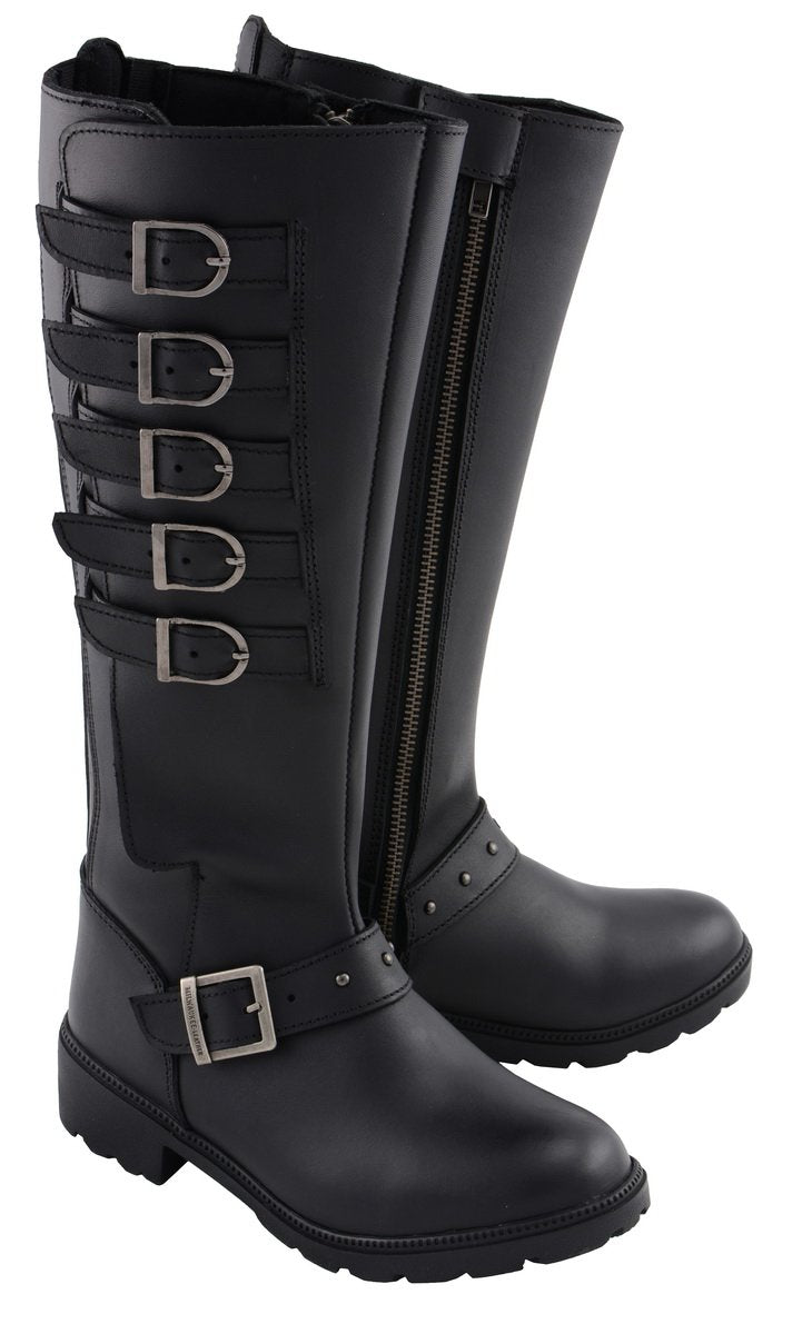 Milwaukee Leather MBL9395 Women's Black 17 Inch Side Strap Riding Boot