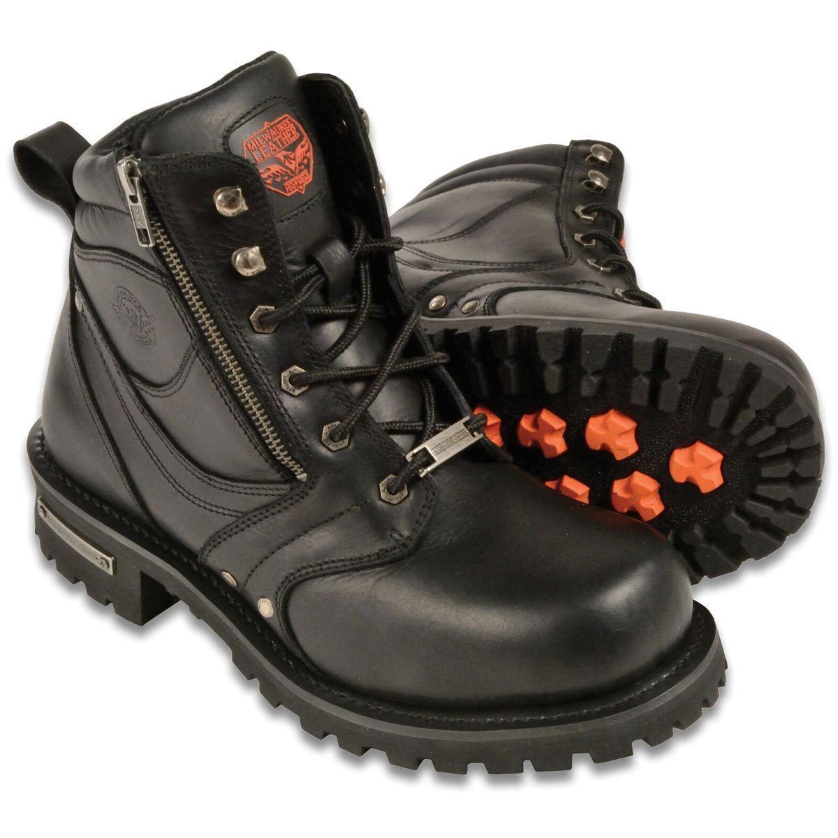 Milwaukee Leather MBM9050W Men's Wide Width Black 6 inch Lace-Up Boots
