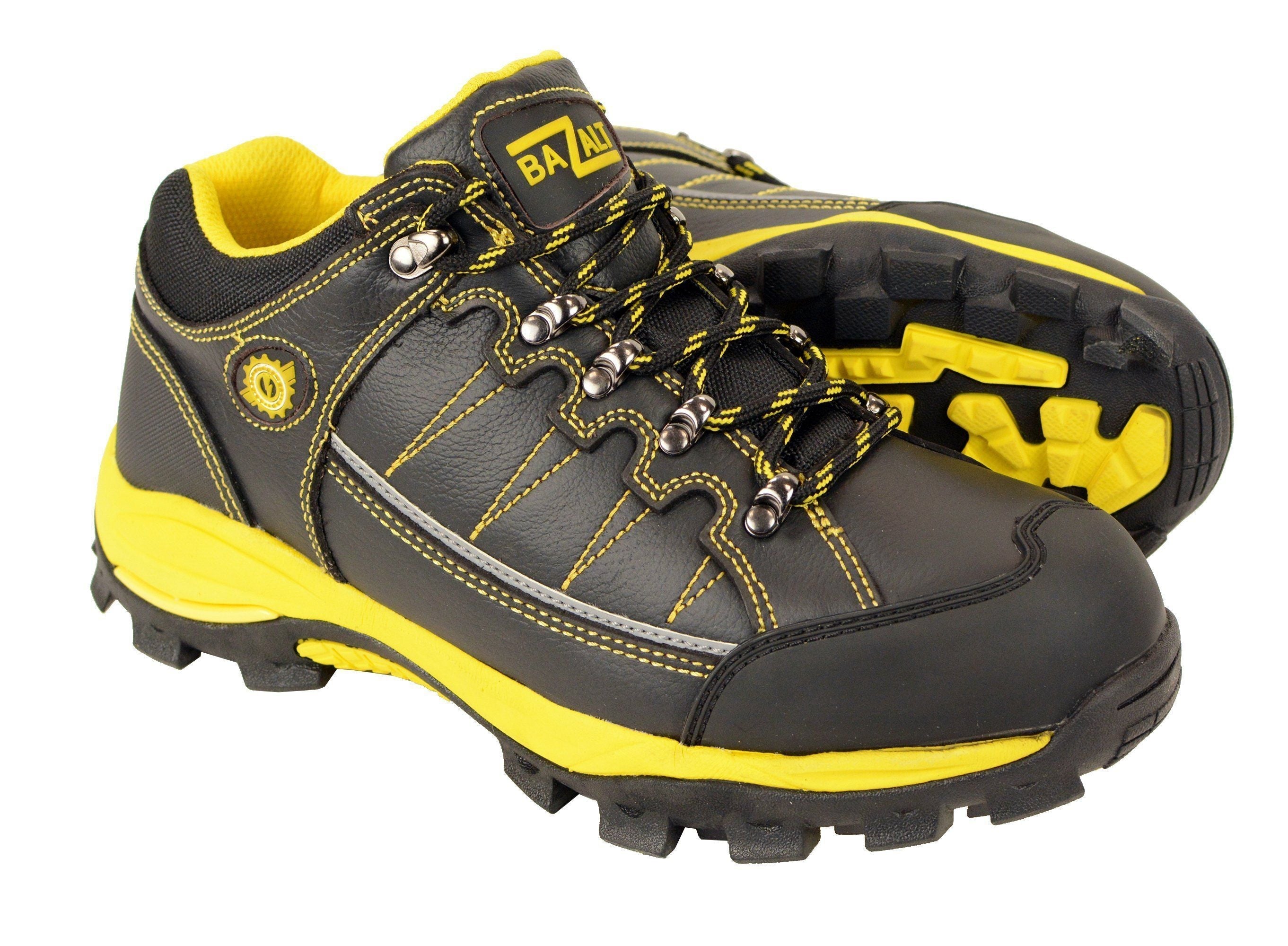 Image of Bazalt MBM9120 Men's Black and Yellow Water and Frost Proof Leather Outdoor Lace-Up Shoes