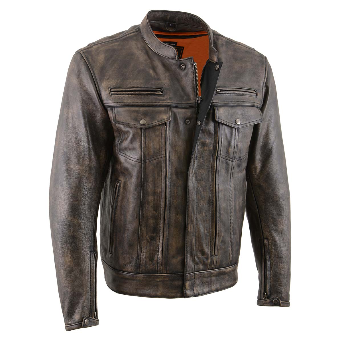 Milwaukee Leather MLM1508 Men's Distressed Brown Leather Motorcycle Ja