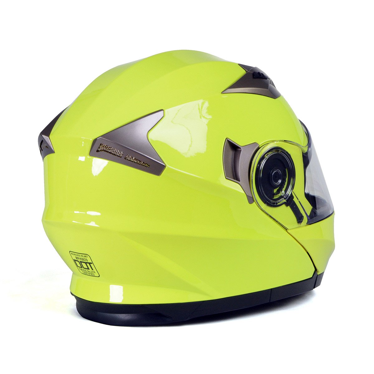 Milwaukee Helmets MPH9809DOT 'Ionized' Neon Yellow Advanced Motorcycle Modular Helmet with Drop Down Visor